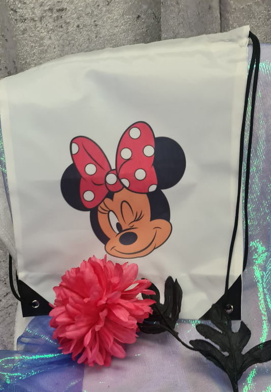 Draw string bag with a Minnie Mouse inspired Design