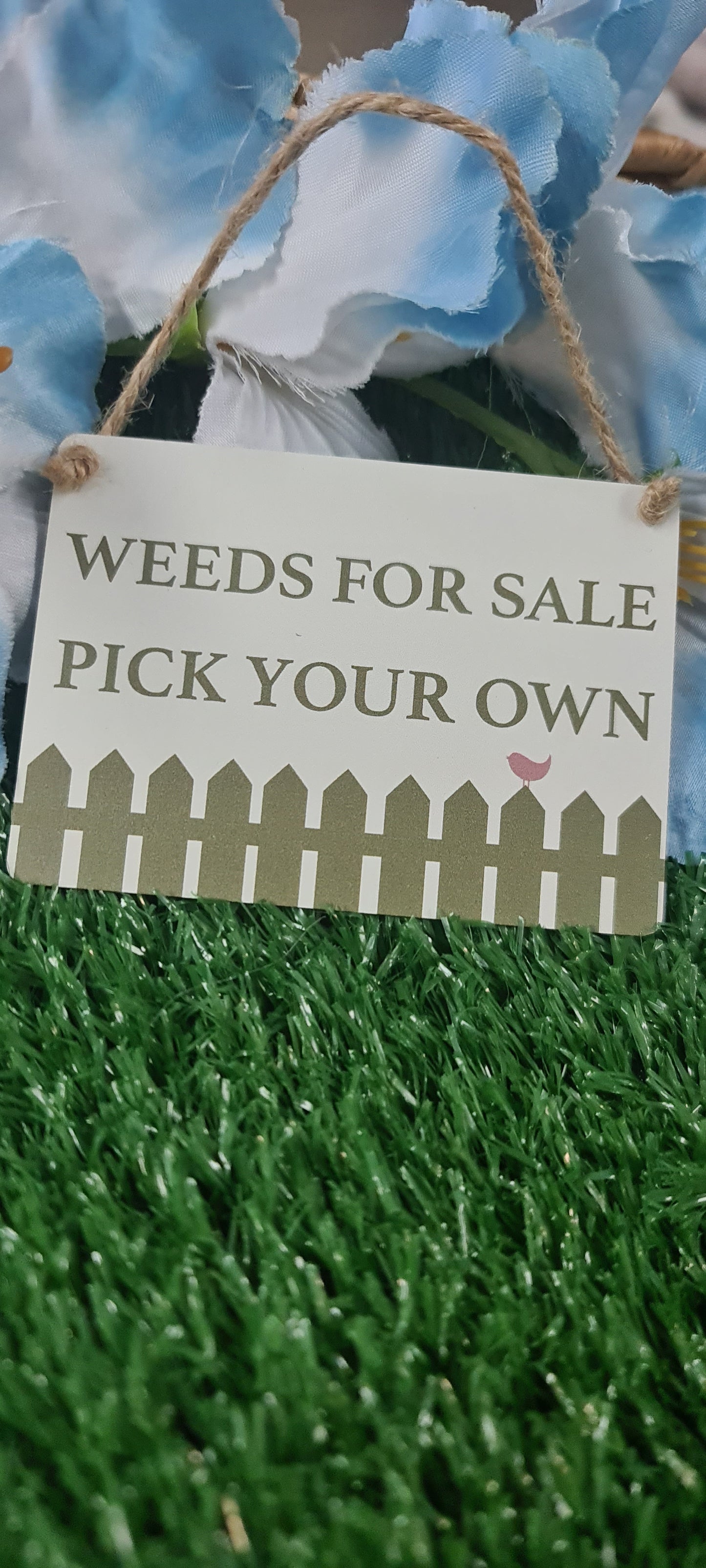 mini metal hanging plaque - WEEDS FOR SALE