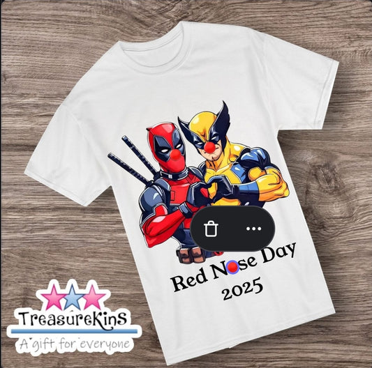 Red Nose day TShirt -Deadpool and Wolverine Inspired