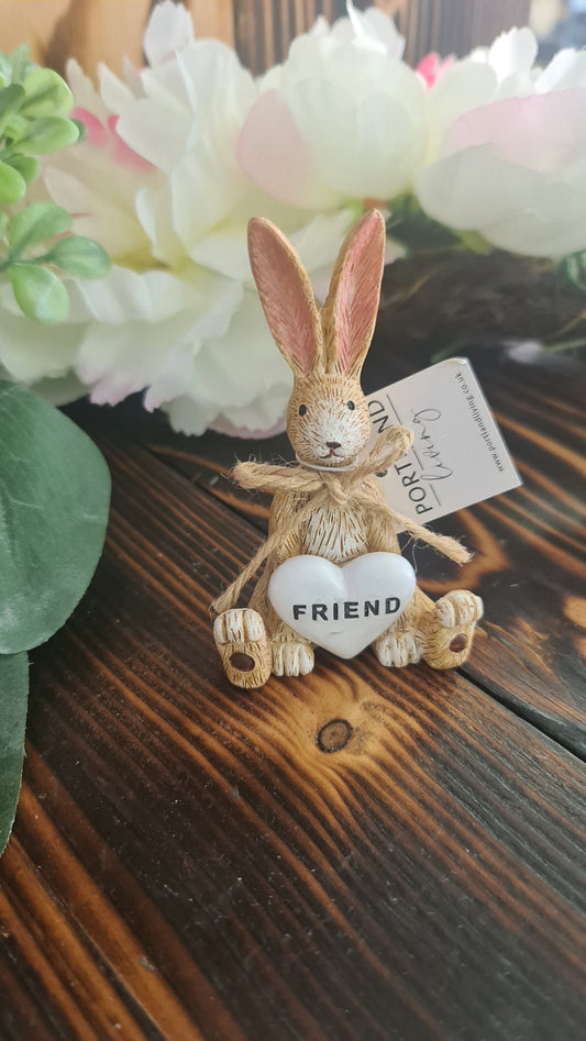 Seated Bunny With FRIEND Heart