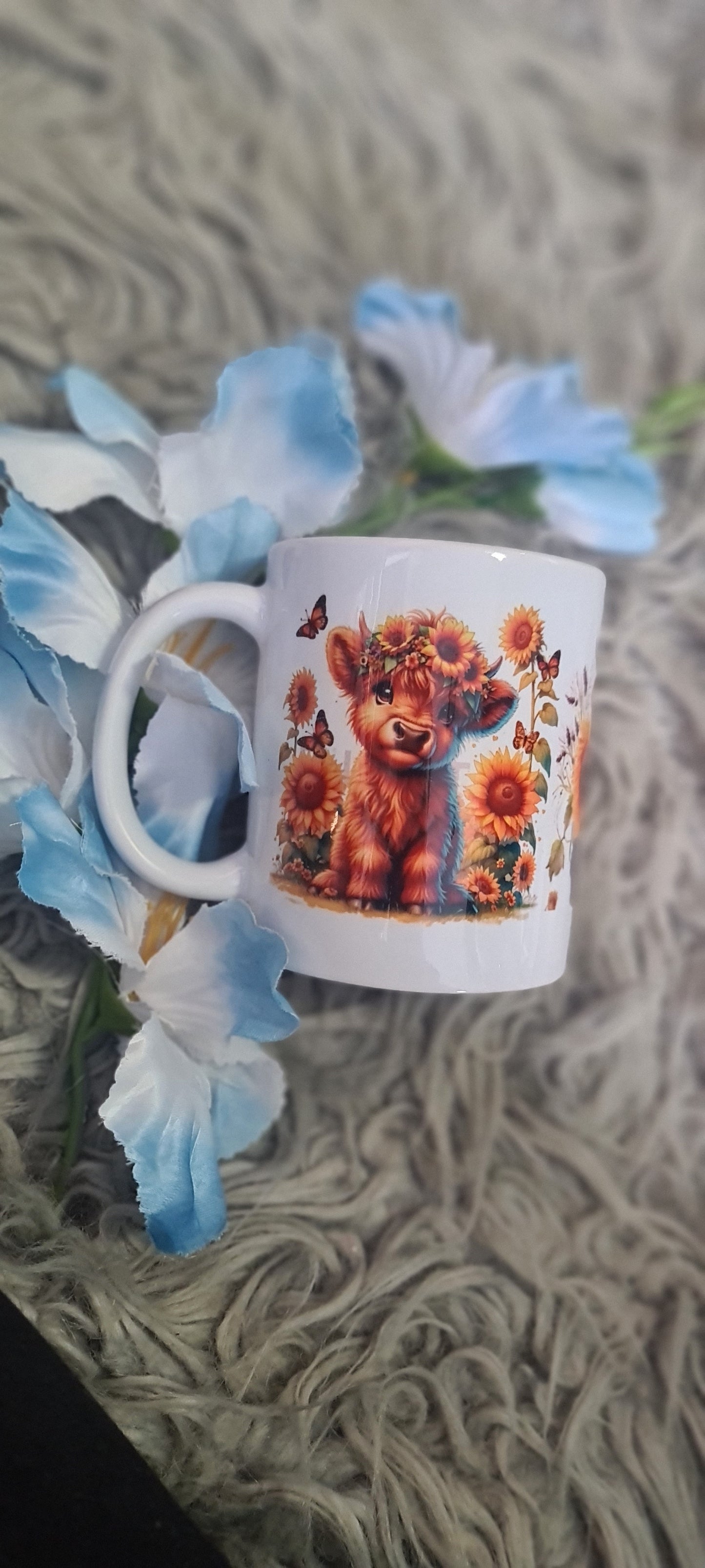 Sun Flower Highland Cow Mug