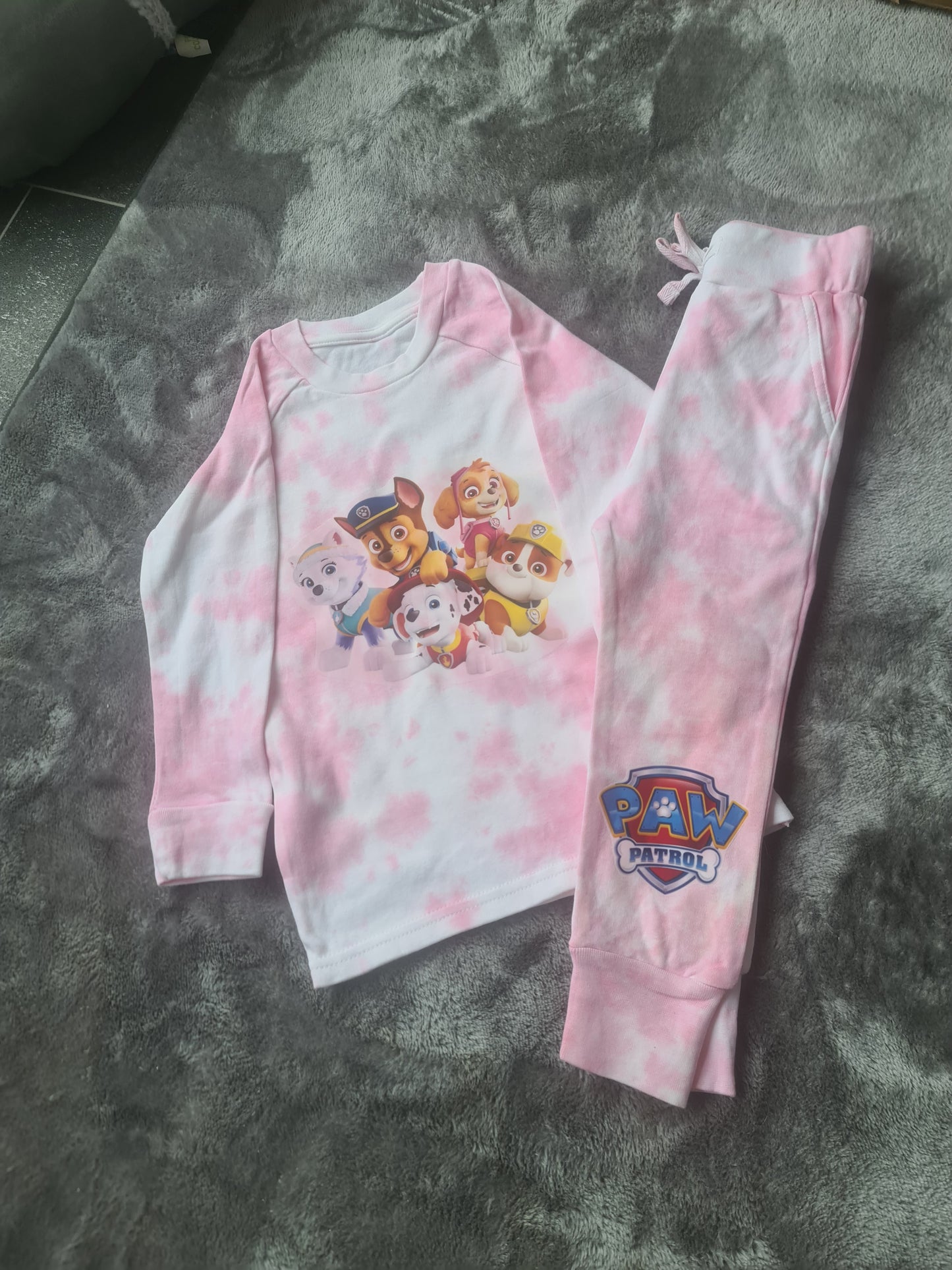 Pink Tie-Dye paw Patrol inspired PJs