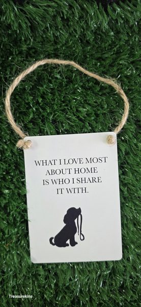 Mini metal hanging plaque - WHAT I LOVE MOST ABOUT HOME