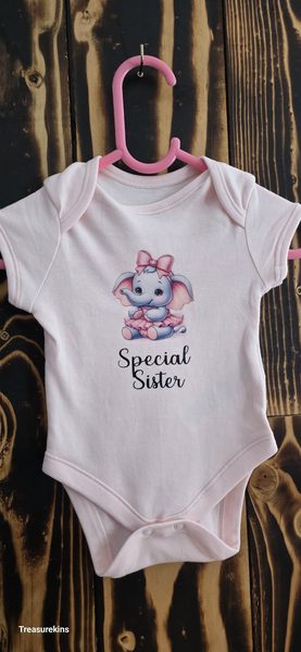 Pink Special Sister Baby Elephant Baby Vest